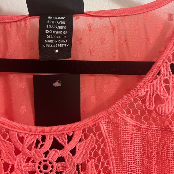 Coral Lace Ruffle Blouse - Picture 3 of 7